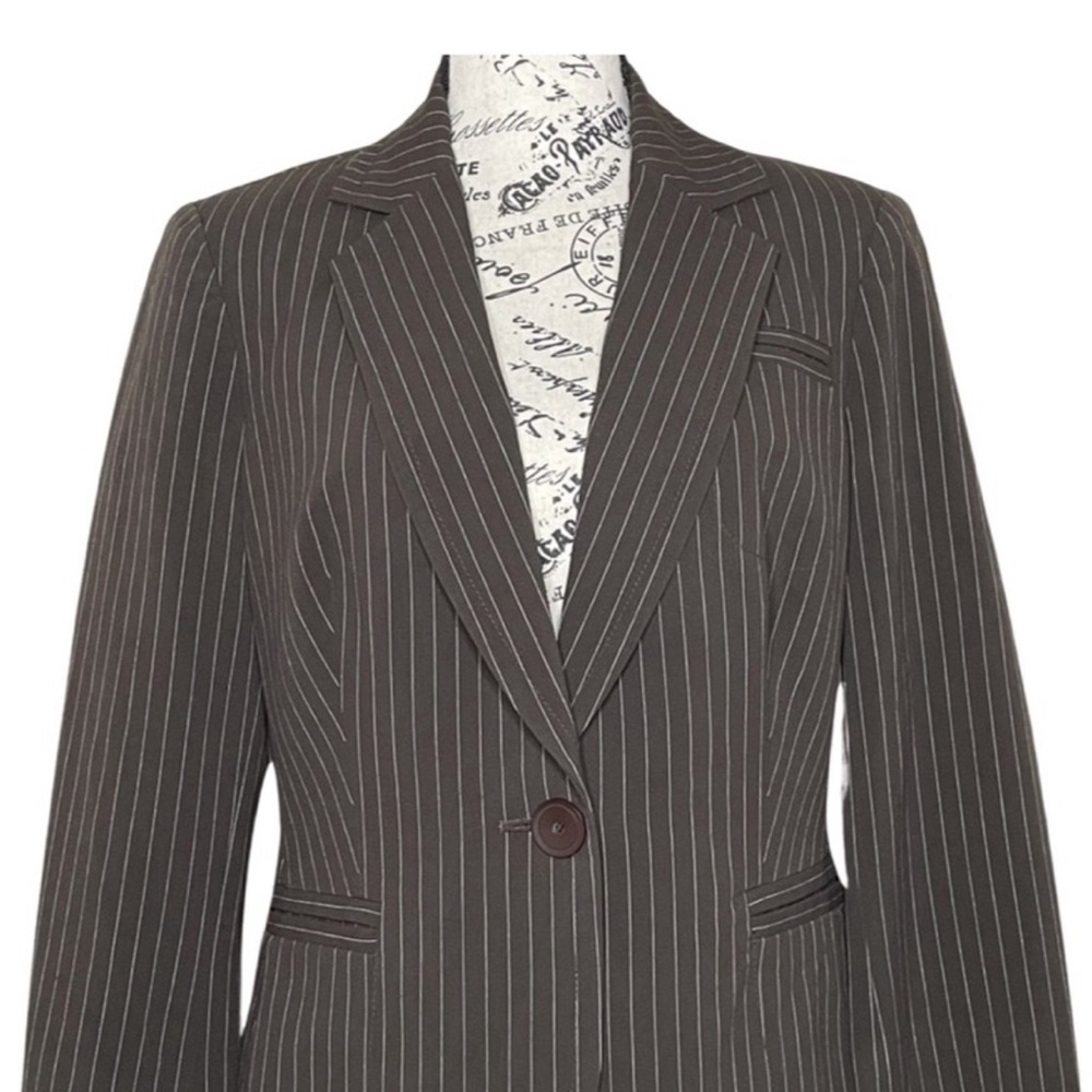 Ninewest Brown Pinstripe Blazer Sz 8